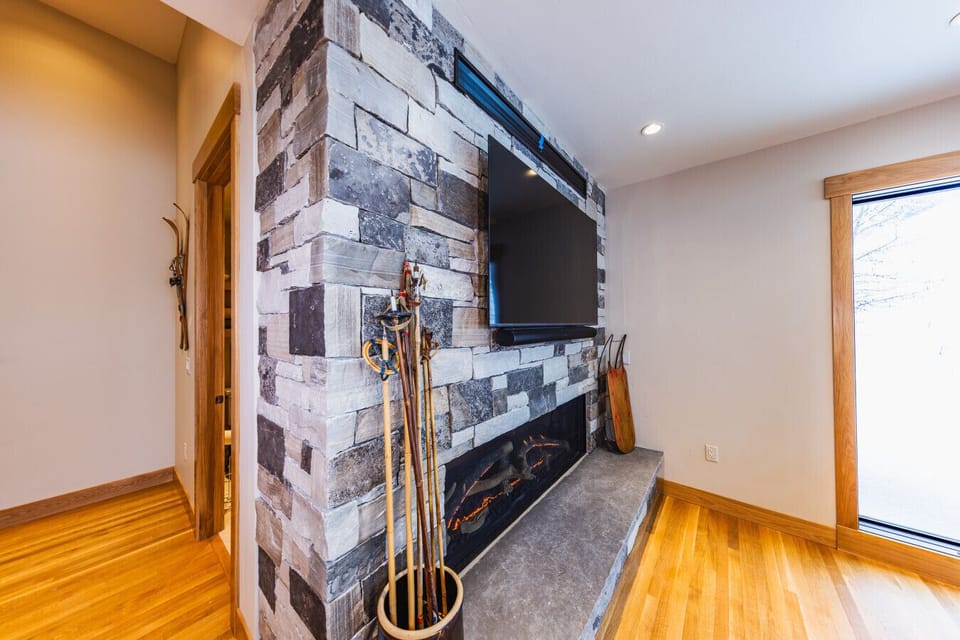 Large Flatscreen TV with Gas Fireplace