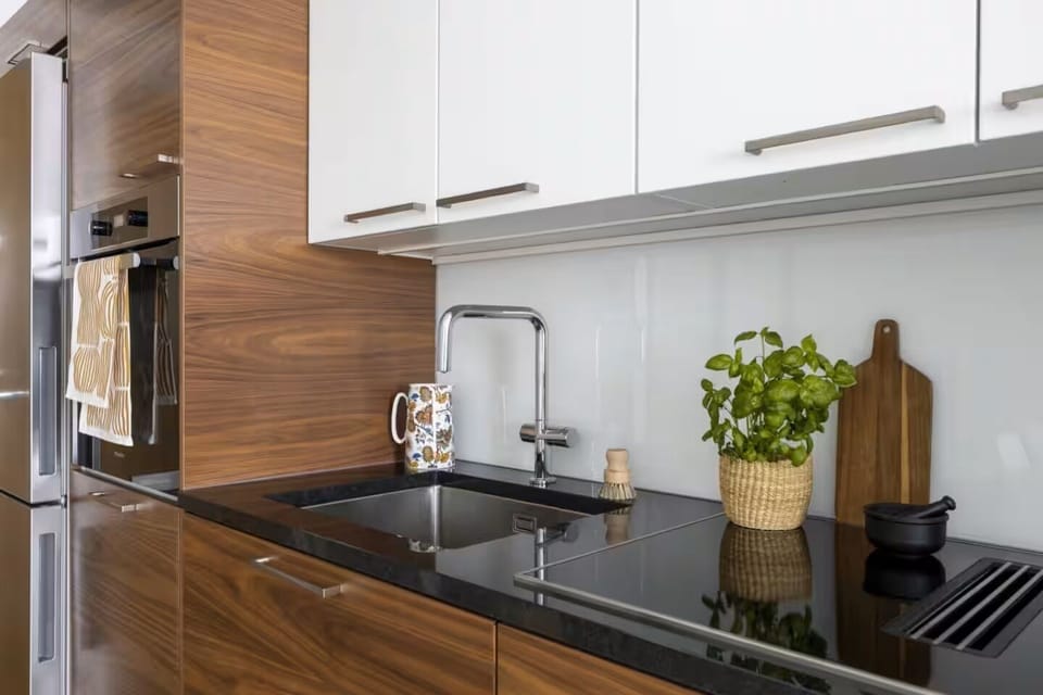 Superior Apartment, City View | Private kitchen | Full-size fridge, microwave, oven, stovetop