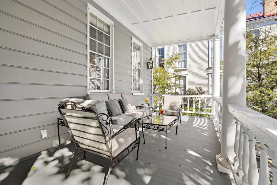 Private porch with plenty of seating for your group 