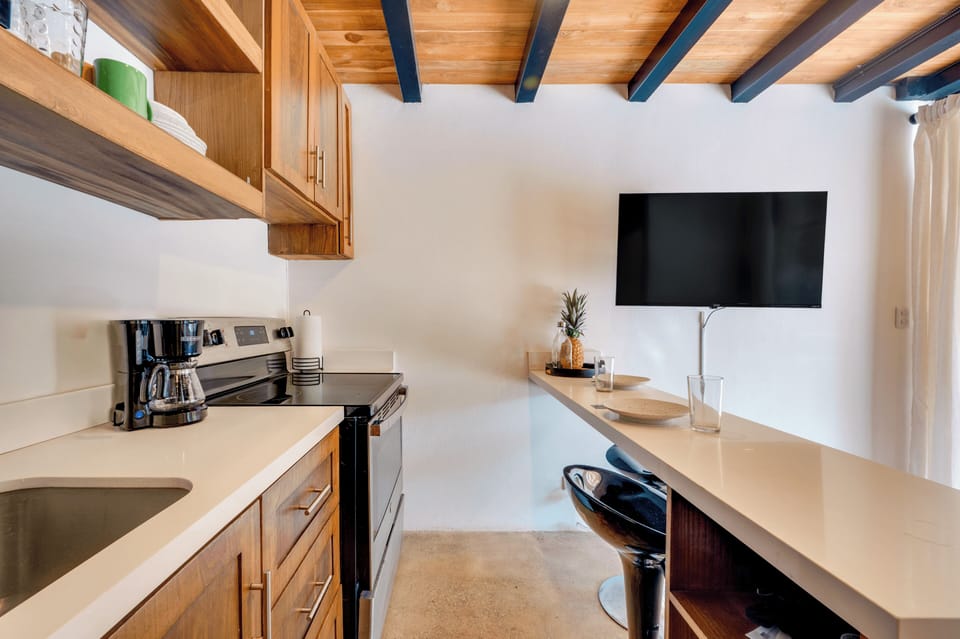 Kitchen counter and Smart TV area