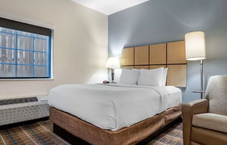 Wake up refreshed beside bright windows and soft ambient light.