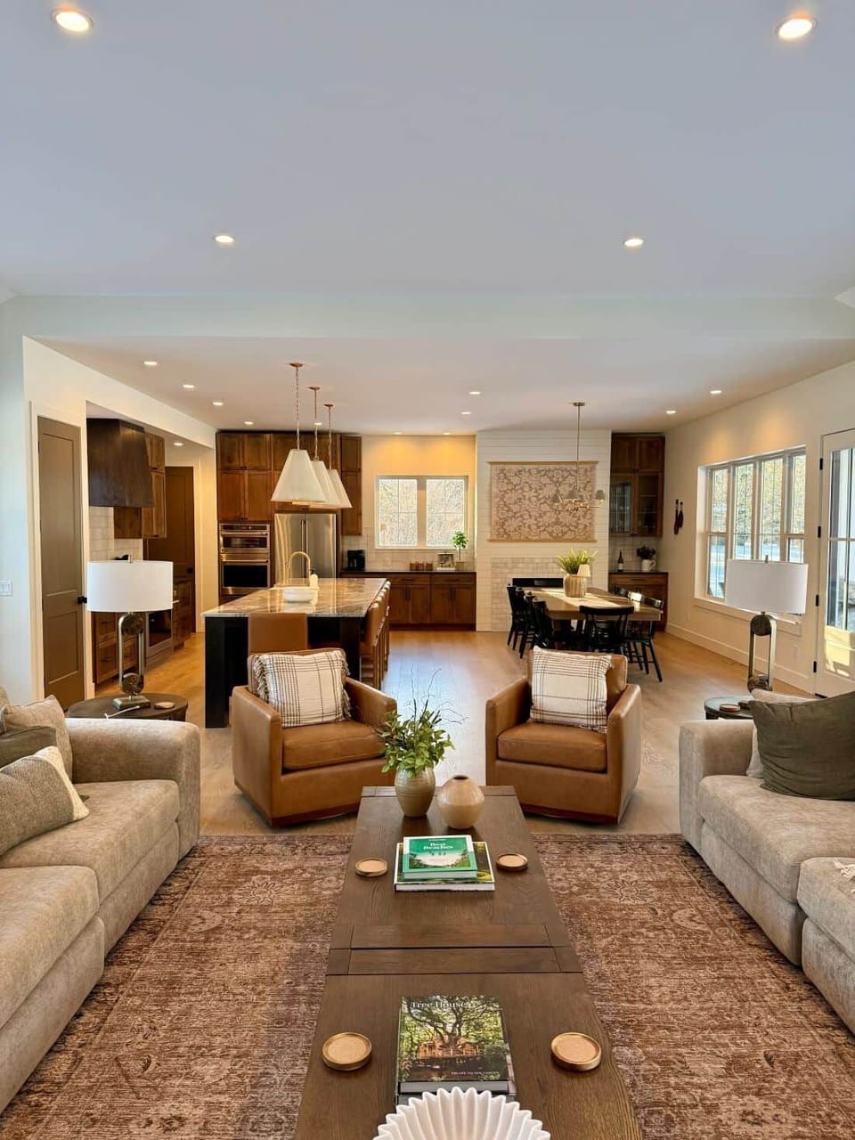 Open kitchen and dining area