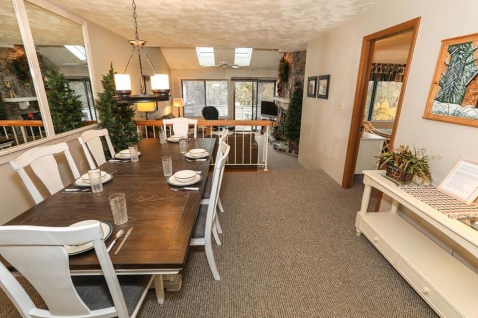 Spacious dining area seats six comfortably for shared meals and family time.