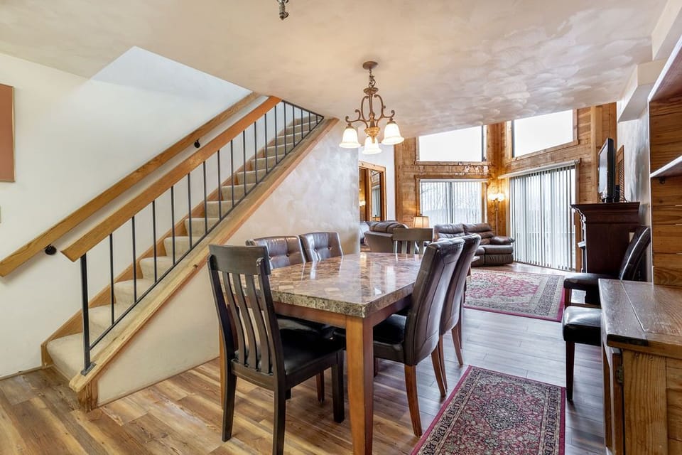 Open dining area designed for gathering, laughter, and shared stories after a day exploring the slopes.
