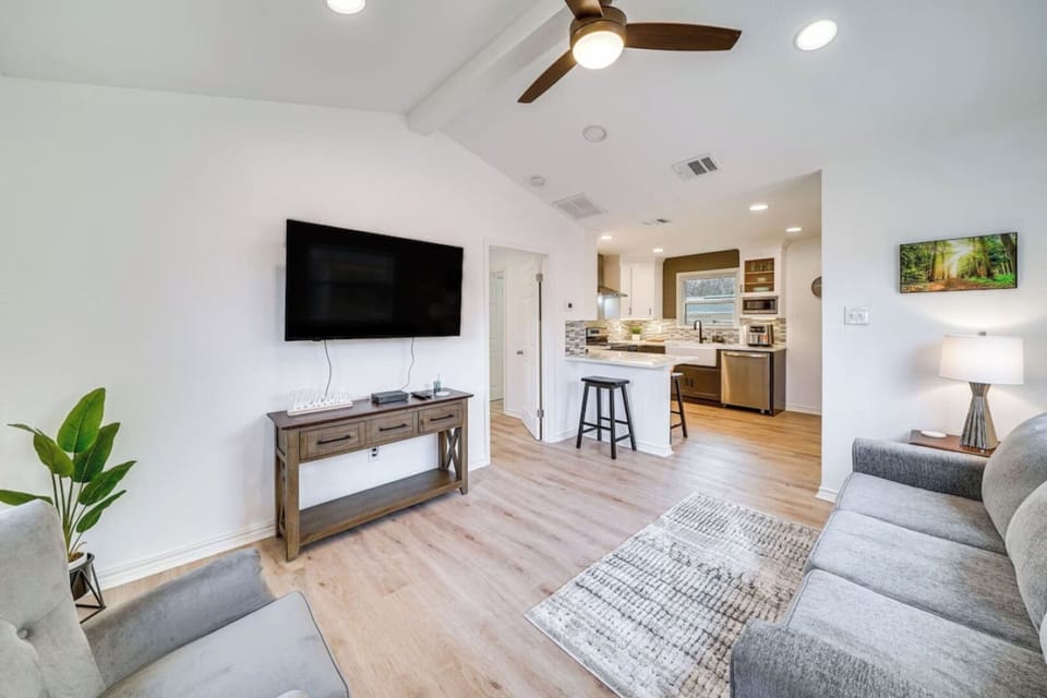 "Relax and unwind in this cozy living space, perfect for kicking back after a day of exploring San Antonio!