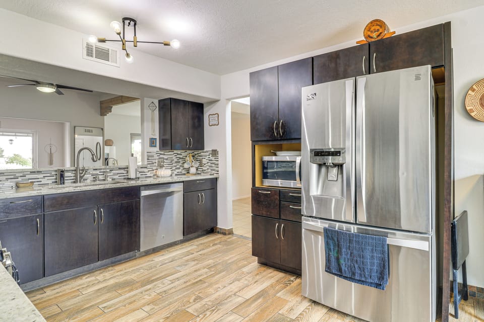 Kitchen | Central Heating & A/C | In-Unit Laundry