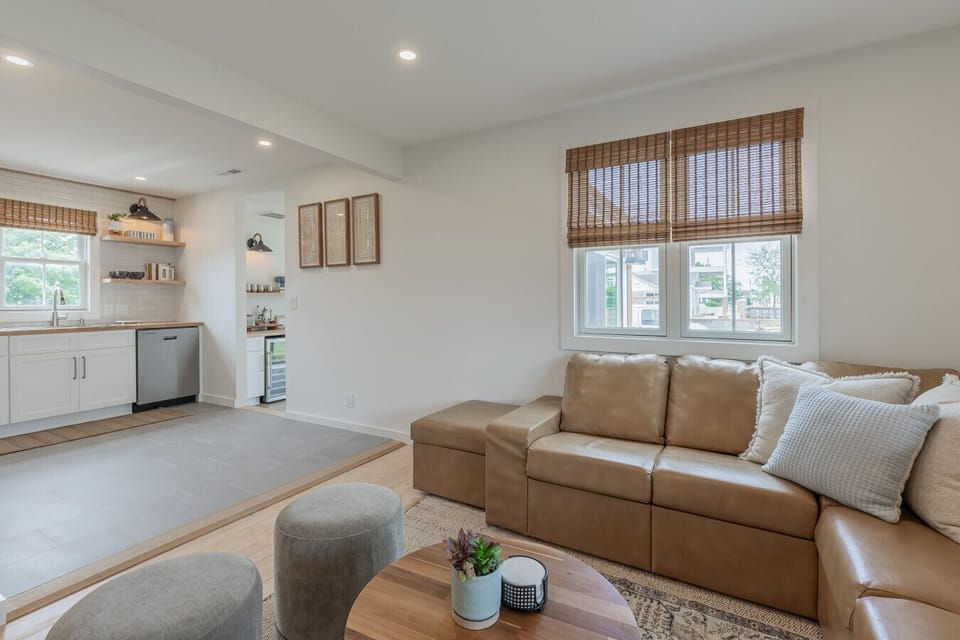 Living room leads into the kitchen and then it`s a step down to the dining room