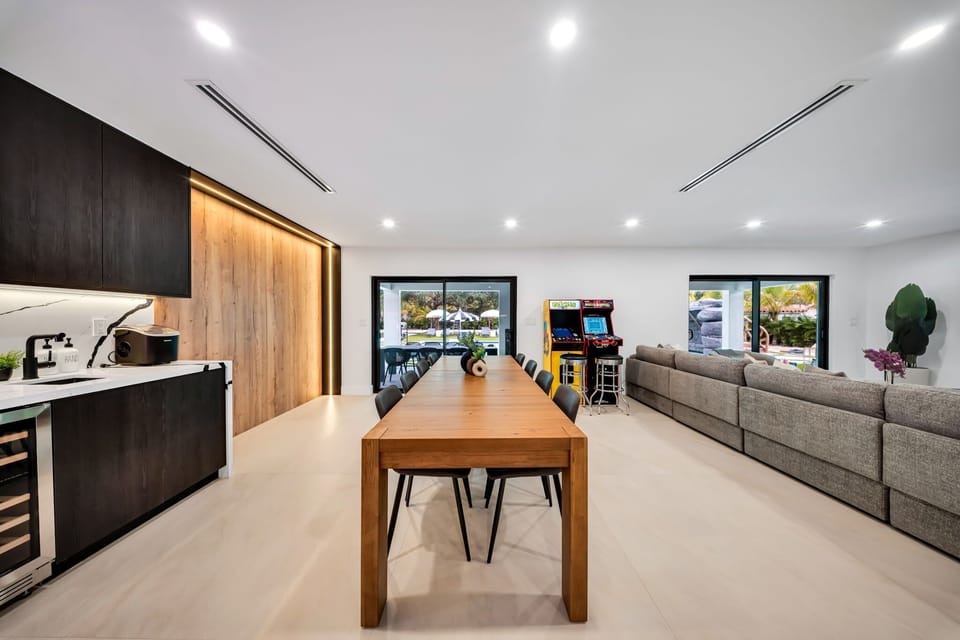 Indoor dining seating for ten, perfect for shared meals