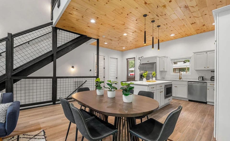 Dining table and kitchen