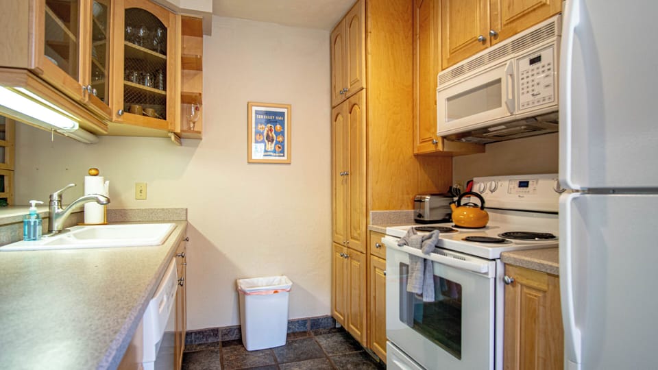 Condo, Multiple Beds, Patio, Mountain View (Sun Valley Condo 112) | Private kitchen | Dining tables