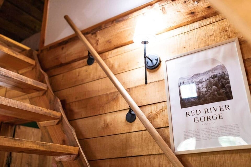 Steep staircase up to the loft