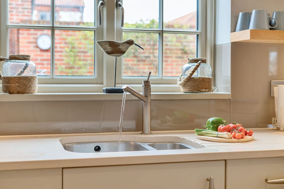kitchen window overlooking the garden