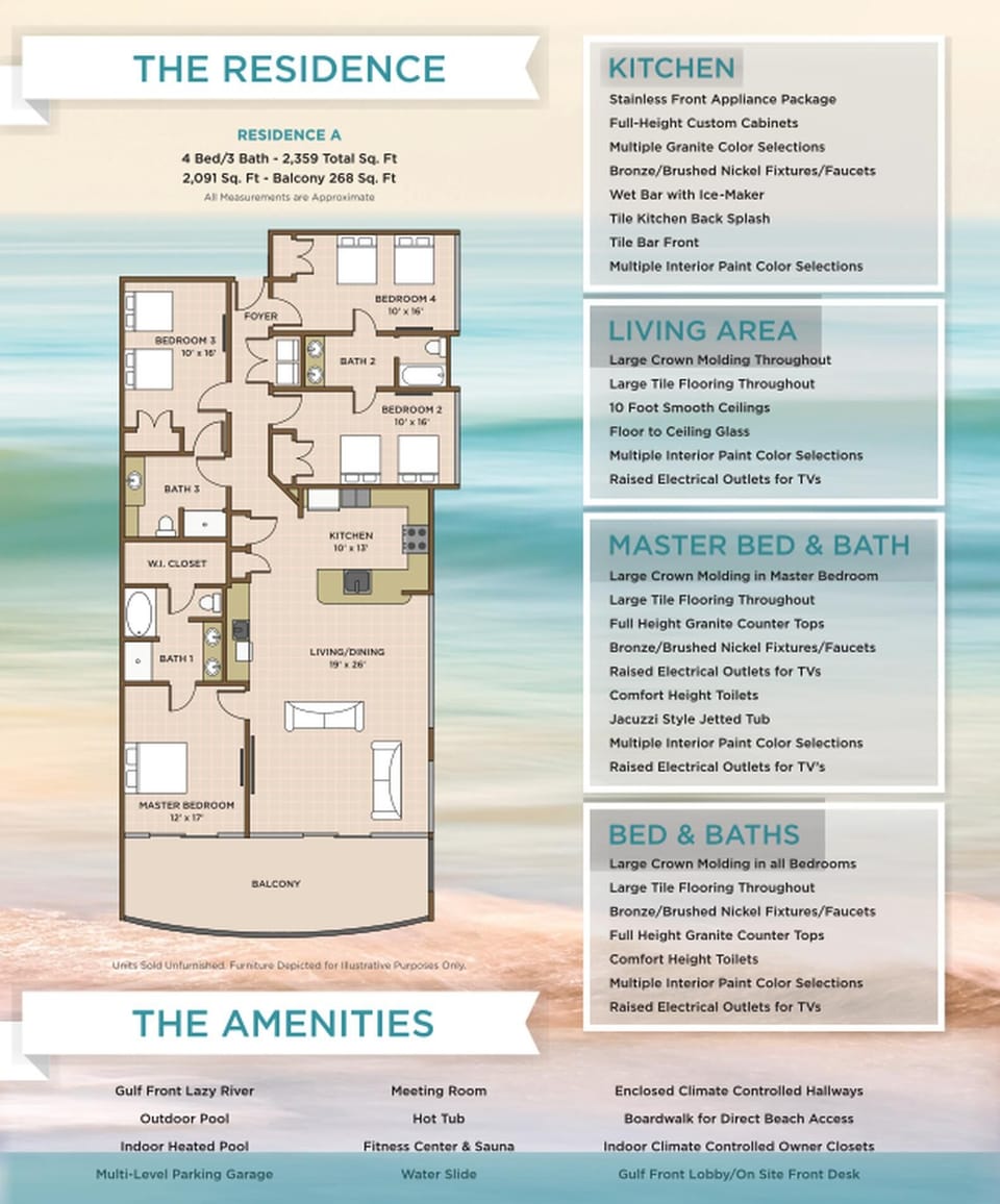 Explore this spacious 4 bedroom 3 bath rental with stunning views and beachfront balcony access from the master suite