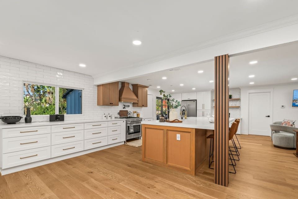 Modern kitchen with island and stainless steel appliances