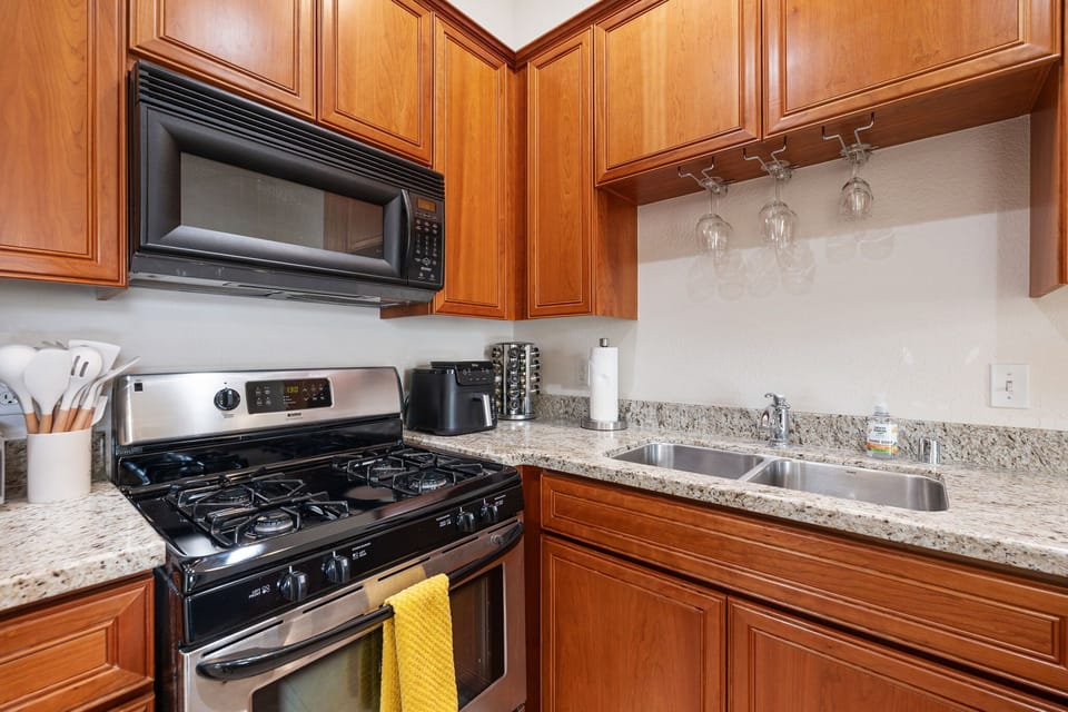 Fully equipped kitchen with modern appliances