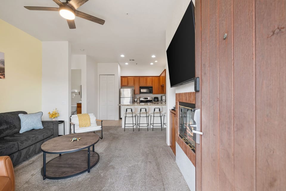 Open living area connected to the kitchen