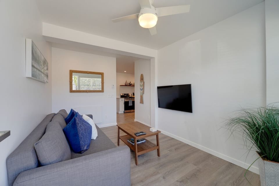 The living room sofa pulls out futon style!