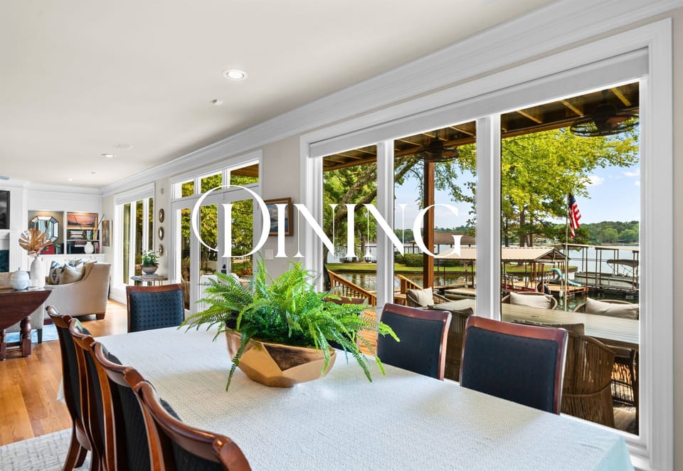 Share meals with a view — the dining room seats a crowd and opens up to the outdoors.