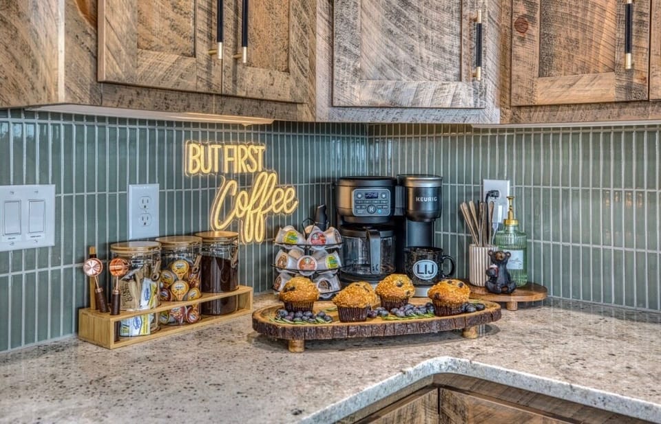Kitchen Coffee bar with Keurig & Nespresso vertuo in the game room