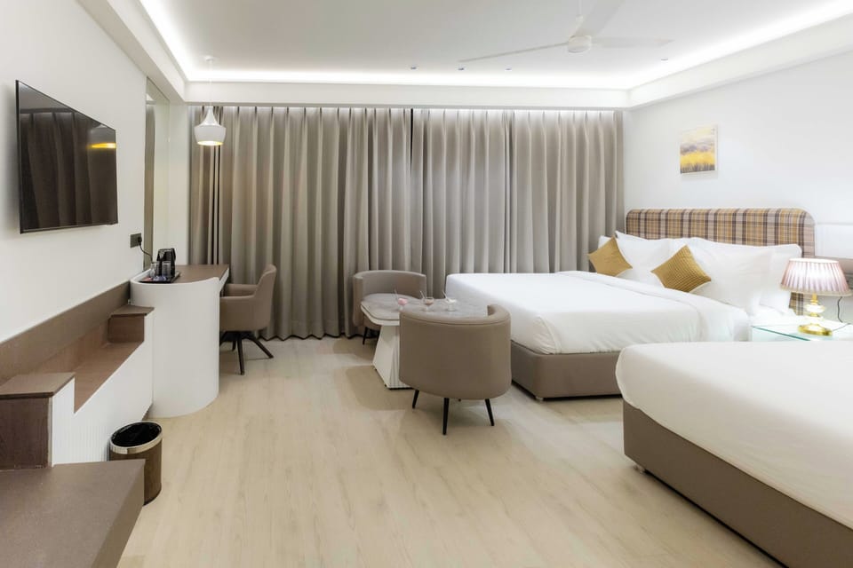 Family Twin Room, City View | Desk, laptop workspace, iron/ironing board, free WiFi