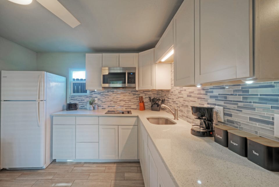 Ample counter space for meal prepping in the kitchen.