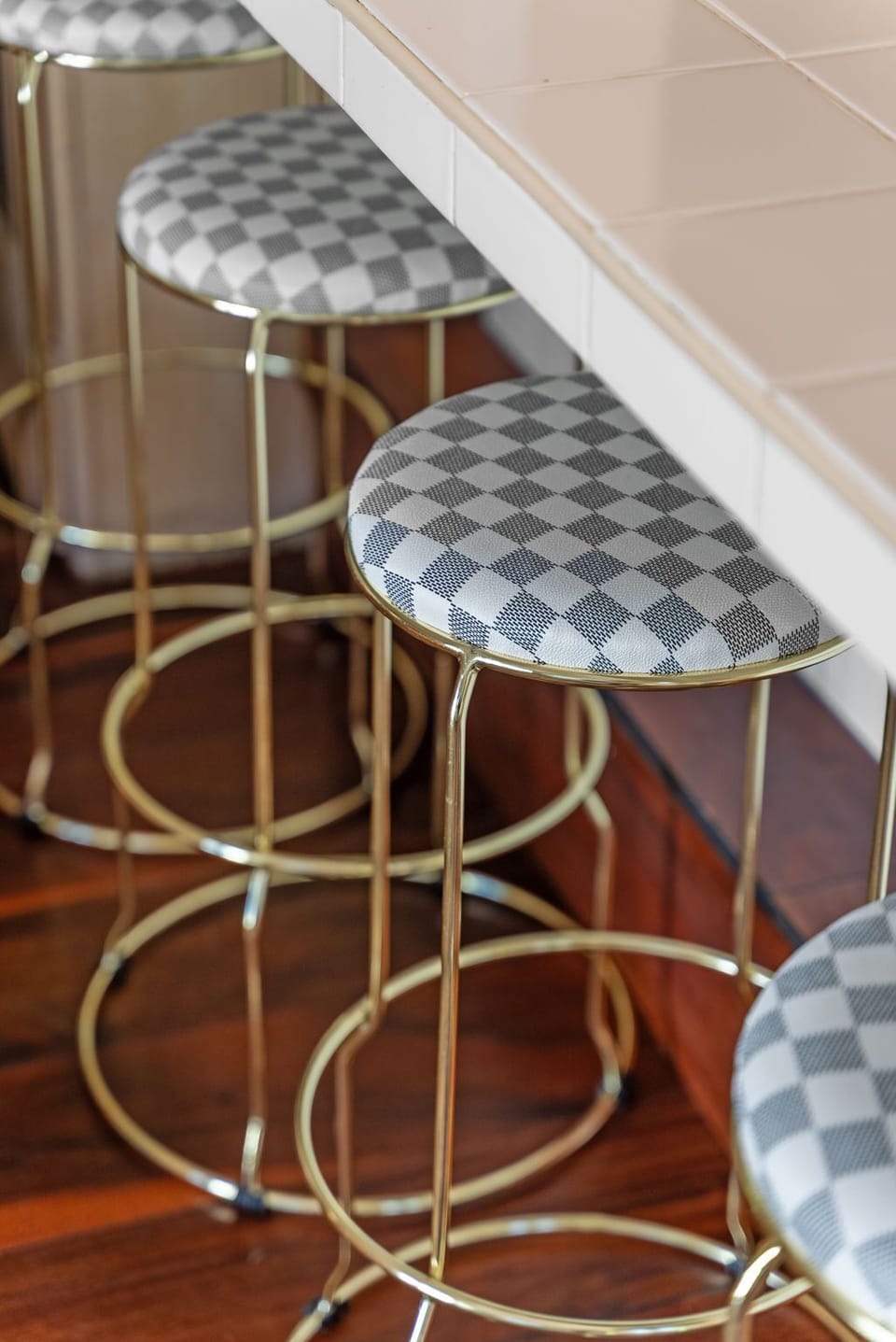 Bar stool detail with pattern