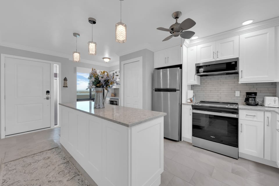 Bright kitchen at your monthly vacation rental