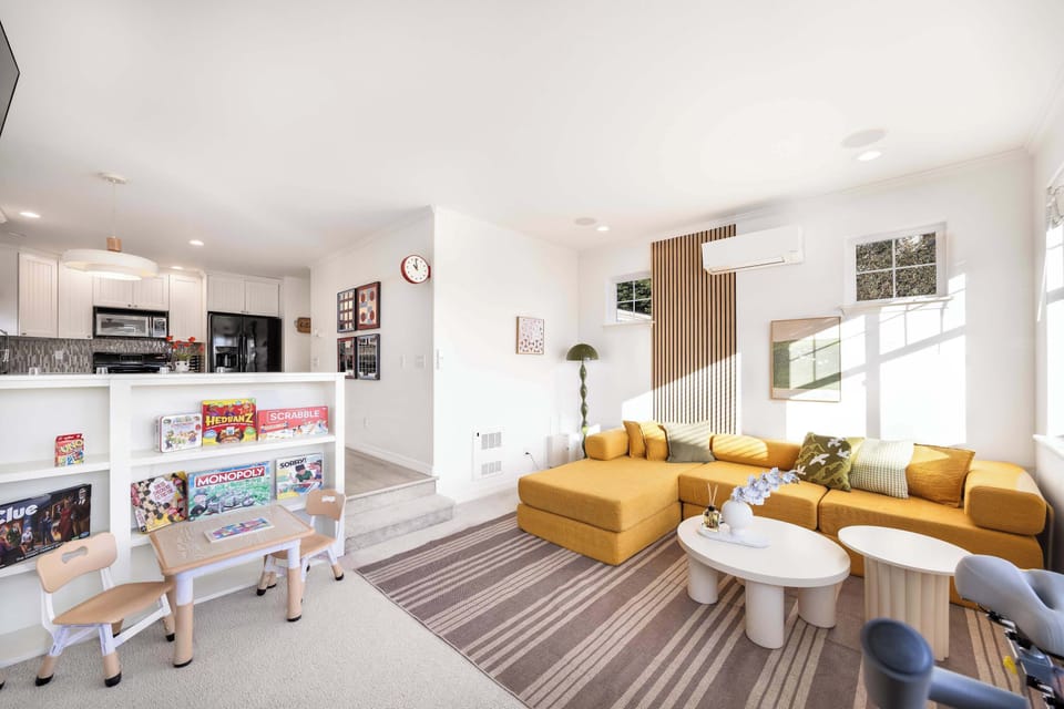 Spacious open layout connecting kitchen and living room seamlessly.