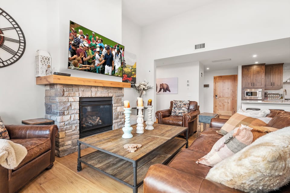 Curl up in front of the gas fireplace