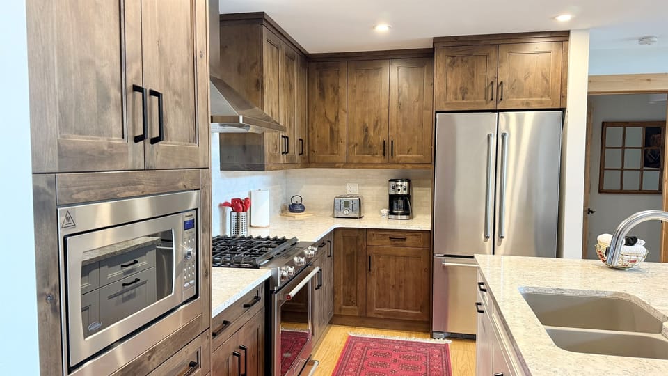 Gourmet kitchen with stainless steel appliances