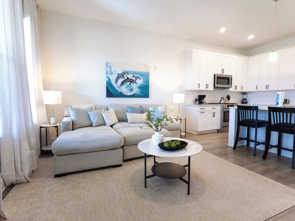 Open Concept Living, Dining, and Kitchen
