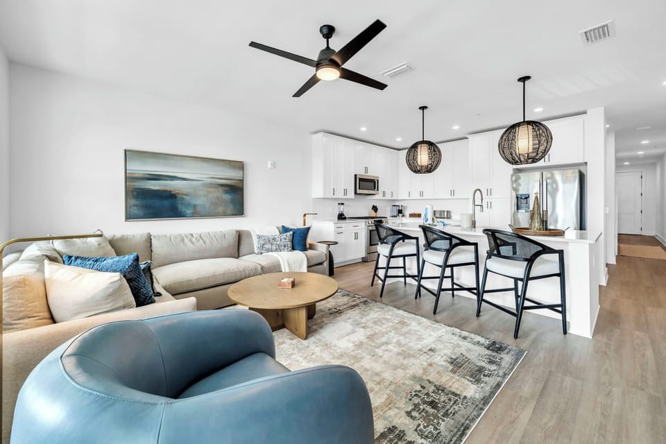 Open Concept Living, Dining, and Kitchen