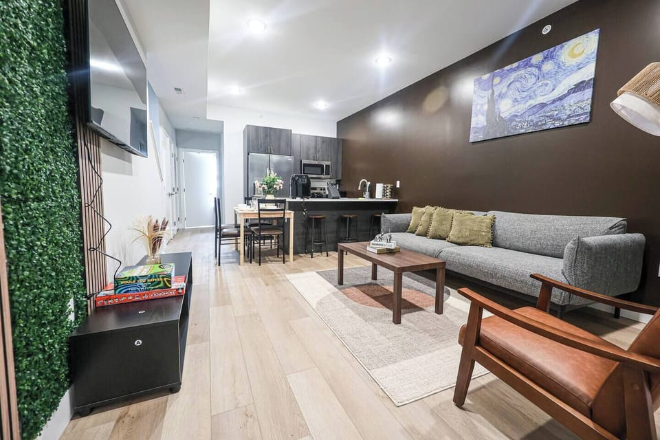Your living area with cozy furnishings and warm lighting.

