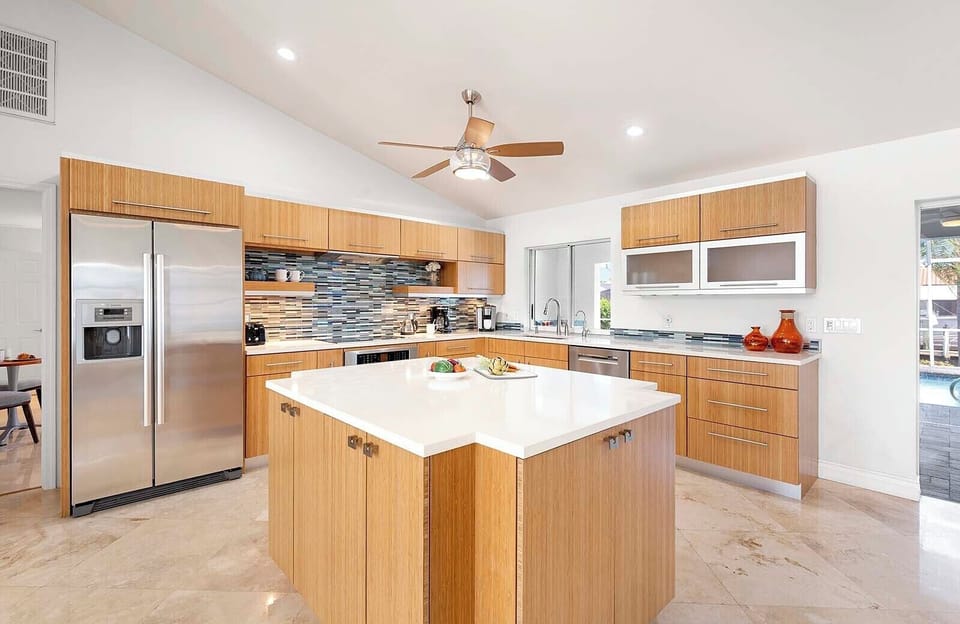 Kitchen with Large Island Great for Prepping Food