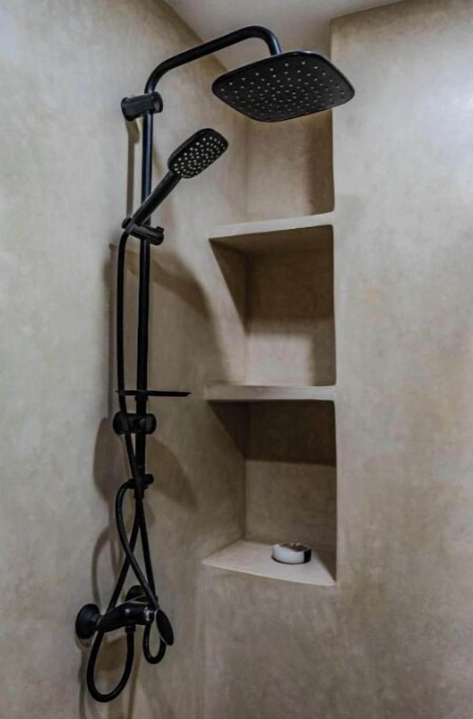 Shower, towels, soap, shampoo