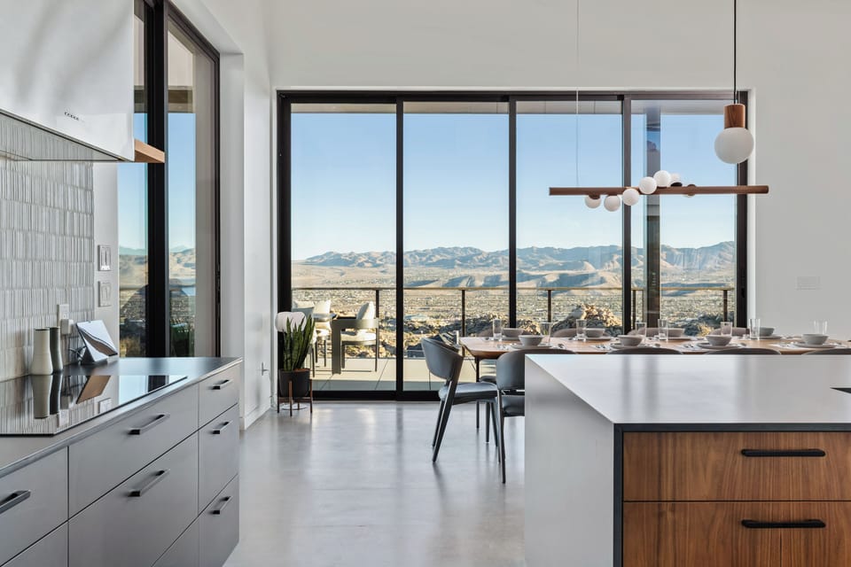 Incredible views from the entire kitchen, living, and dining room.