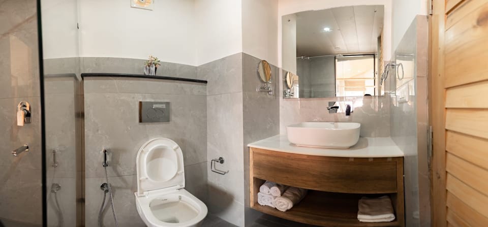 Shower, free toiletries, towels