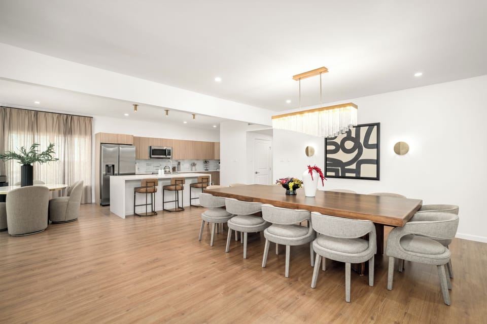 Open dining space designed for connection, ideal for family dinners