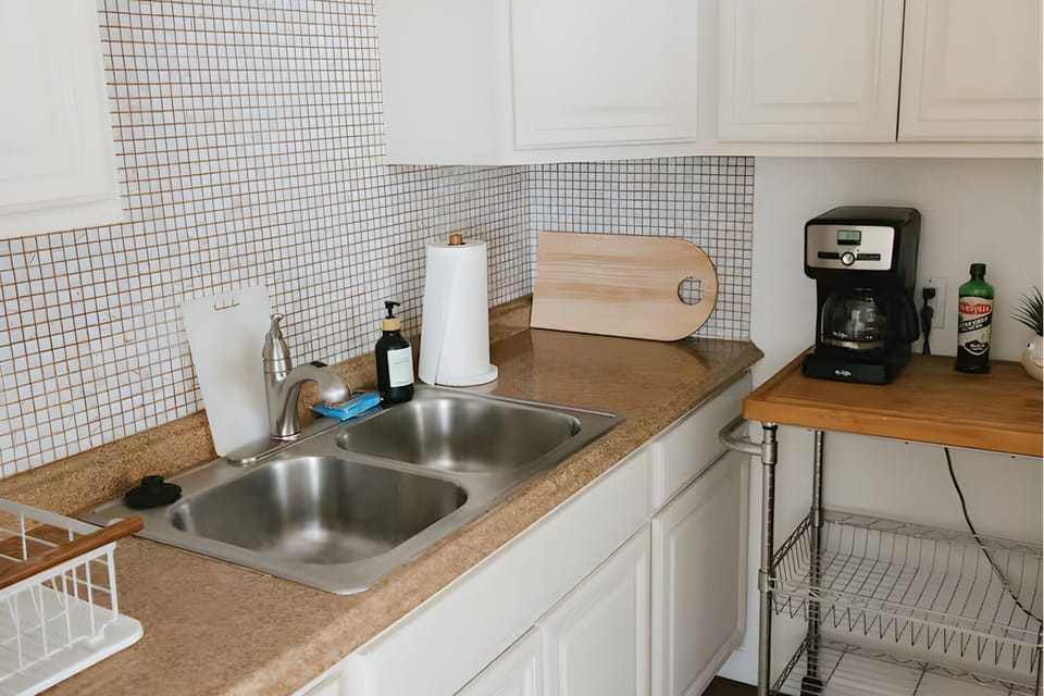 Counter space made for quick snacks and sips