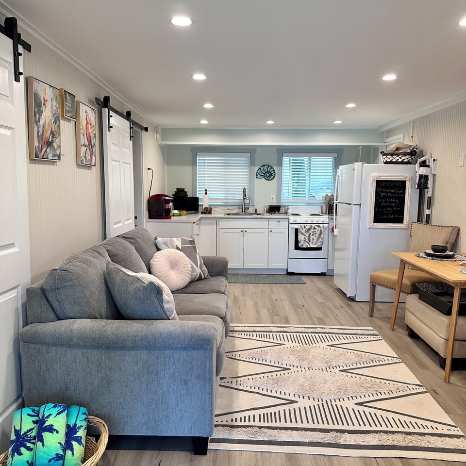Couch & indoor eating space 