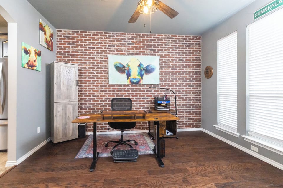 Office/game area - desk space, coffee cabinet, dartboard & area for fun games