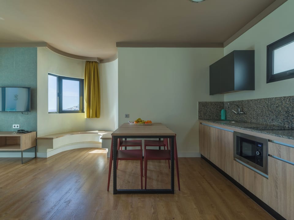 Fridge, microwave, stovetop, toaster