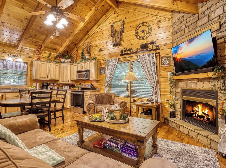 Enjoy seamless living in this open-concept space, where the living room flows into the kitchen and dining area—perfect for gathering.
