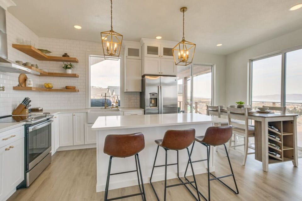 Gourmet Kitchen | Quartz Island, Modern Appliances & Mountain View Dining