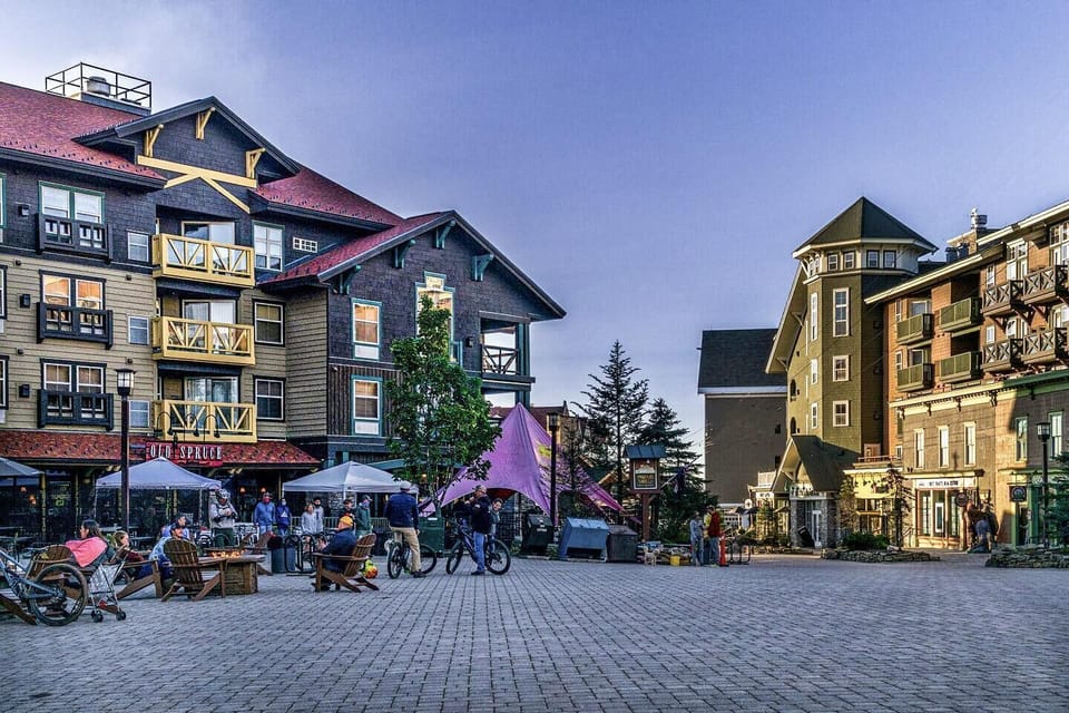 Beautiful Rimfire Lodge is pictured on the left.