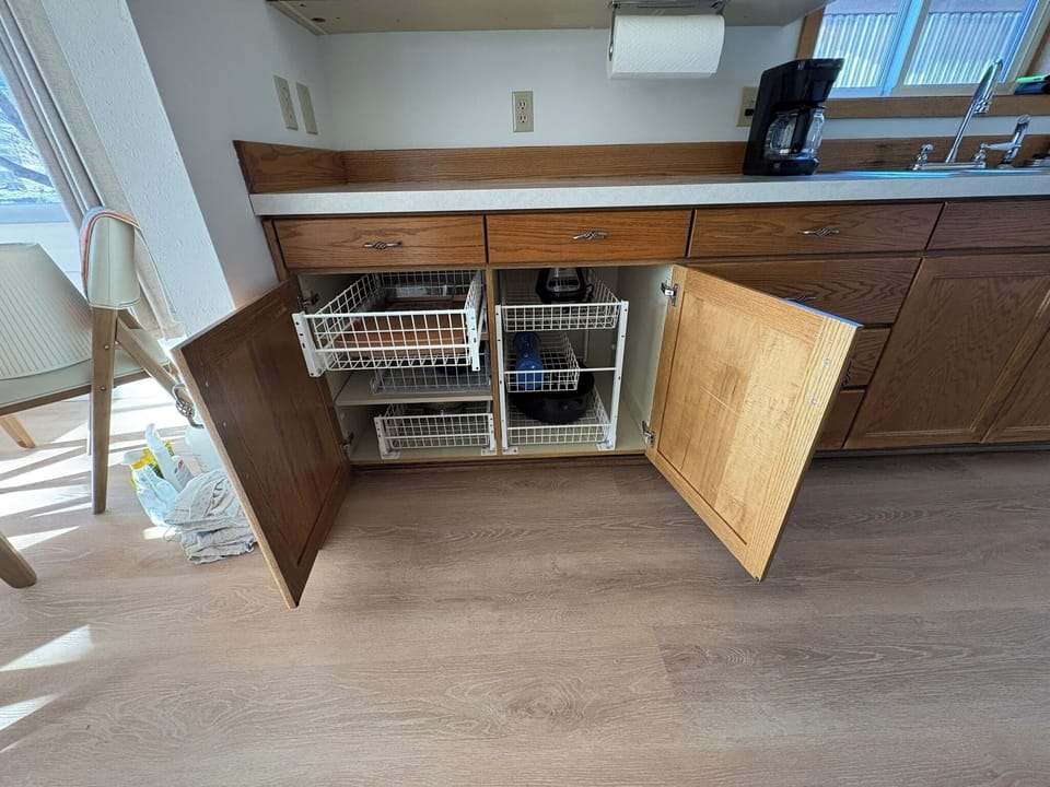 Kitchen cabinets. Easy glide.