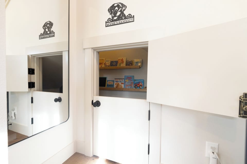 Cozy under-the-stairs kids’ hideout.