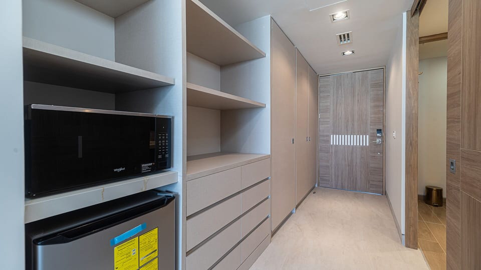 Microwave and mini fridge