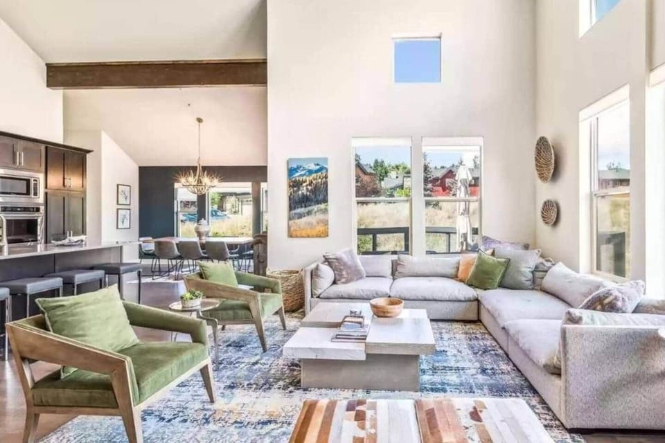 Open living area and kitchen