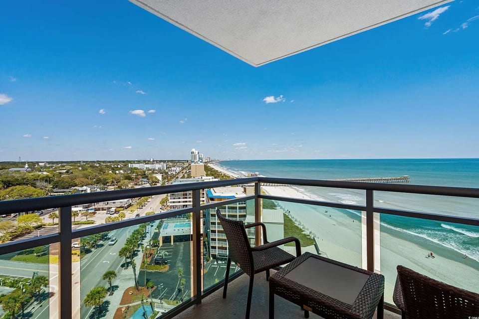 A spacious, secure oceanfront balcony ideal for families